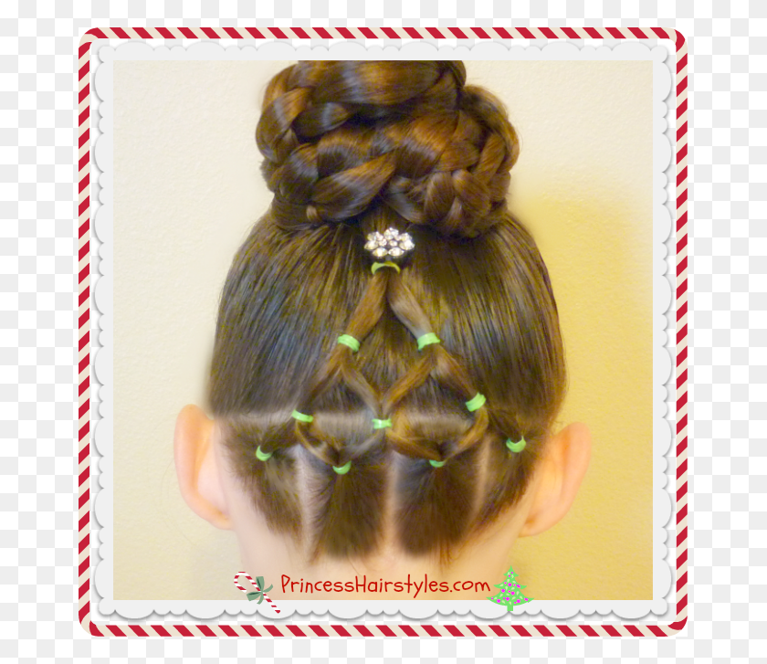 667x667 Elastic Christmas Tree Hairstyle And Bun Video Tutorial Christmas Tree Hairstyles, Hair, Braid, Spider HD PNG Download