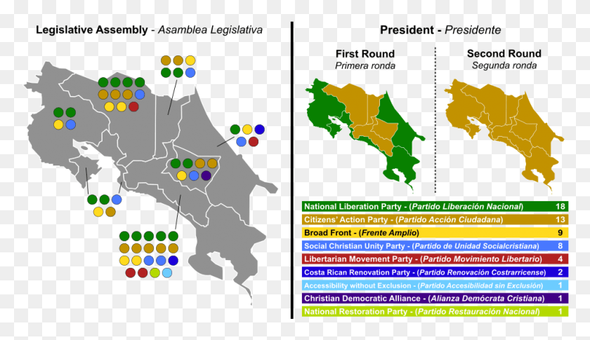 983x536 Выборы В Коста-Рике 2018, Участок, Карта, Диаграмма Hd Png Скачать