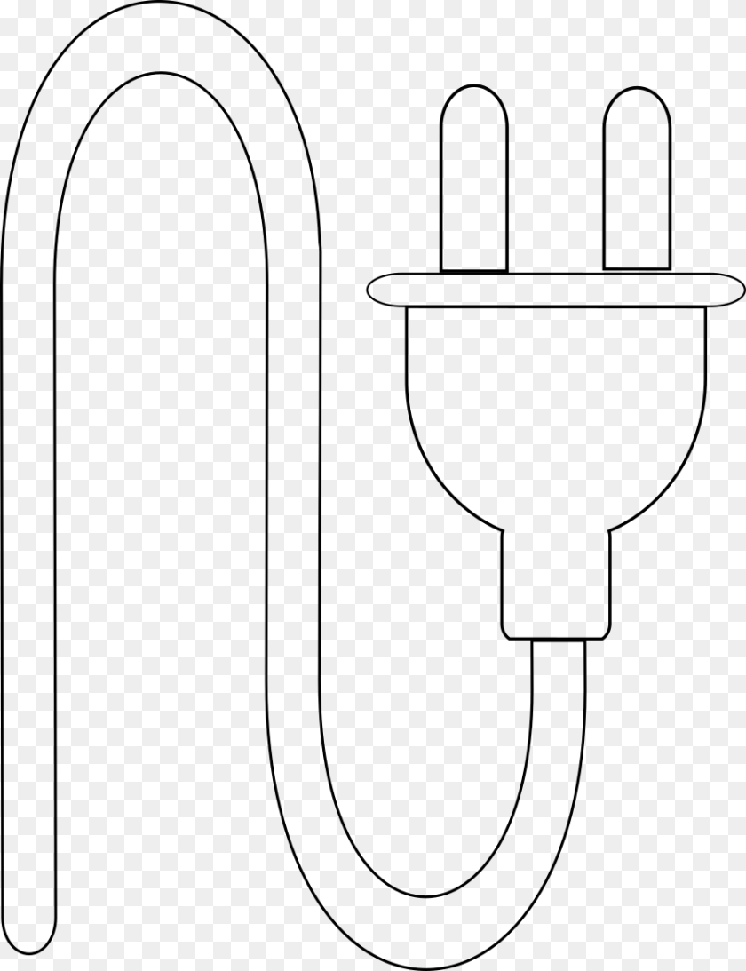 900x1171 Electric Plug Line Art, Gray PNG