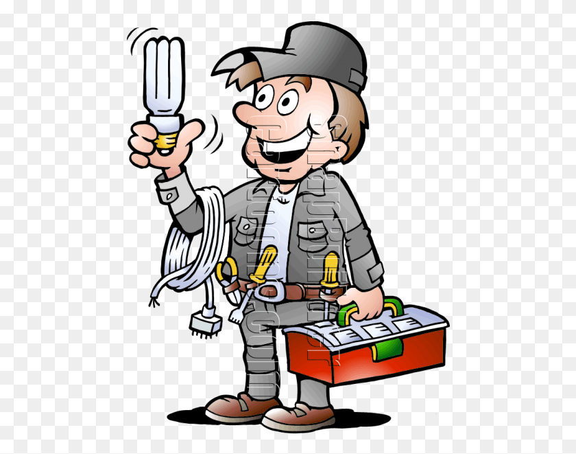 472x601 Electrician Handyman With Electrical Tools Mascot Logo Elektrisyan Clipart, Person, Human, Chef HD PNG Download
