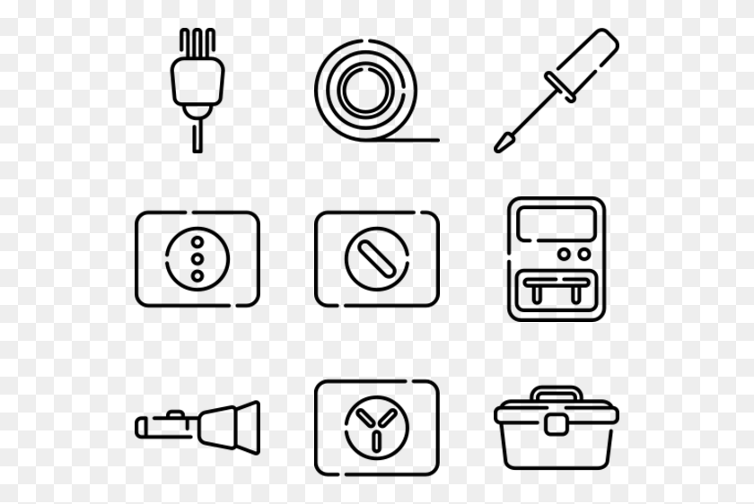 541x502 Electrician Tools And Elements Line Art, Gray, World Of Warcraft HD PNG Download