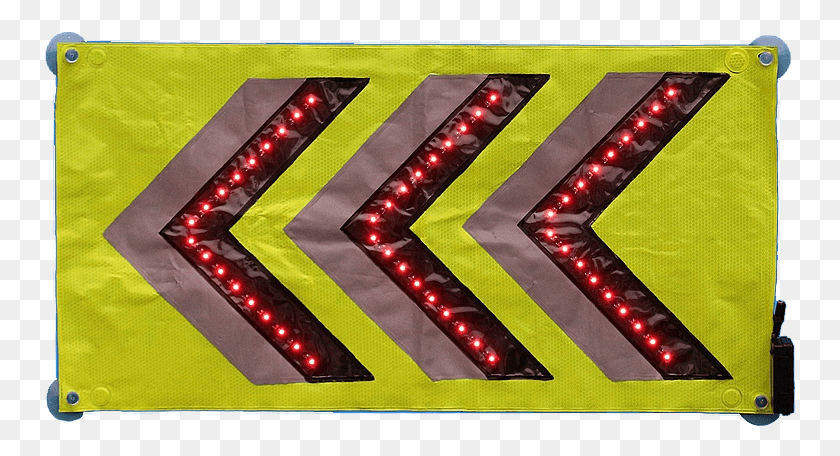 752x396 Electrnica De Luz Led Flecha Intermitente De Trfico Traffic Sign, Lighting, Text, Spotlight HD PNG Download