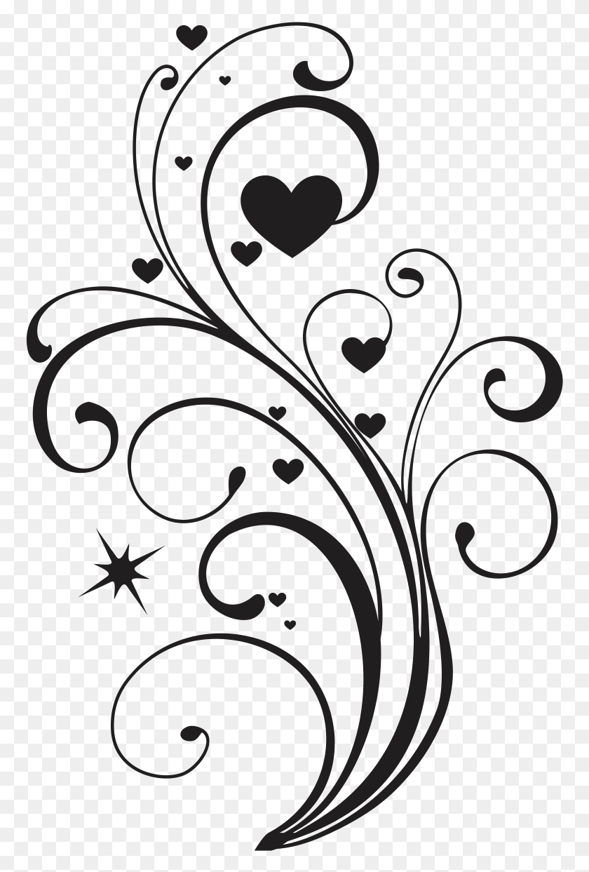 767x1183 Elegant Drawing Swirl Valentine Hearts, Graphics, Floral Design HD PNG Download