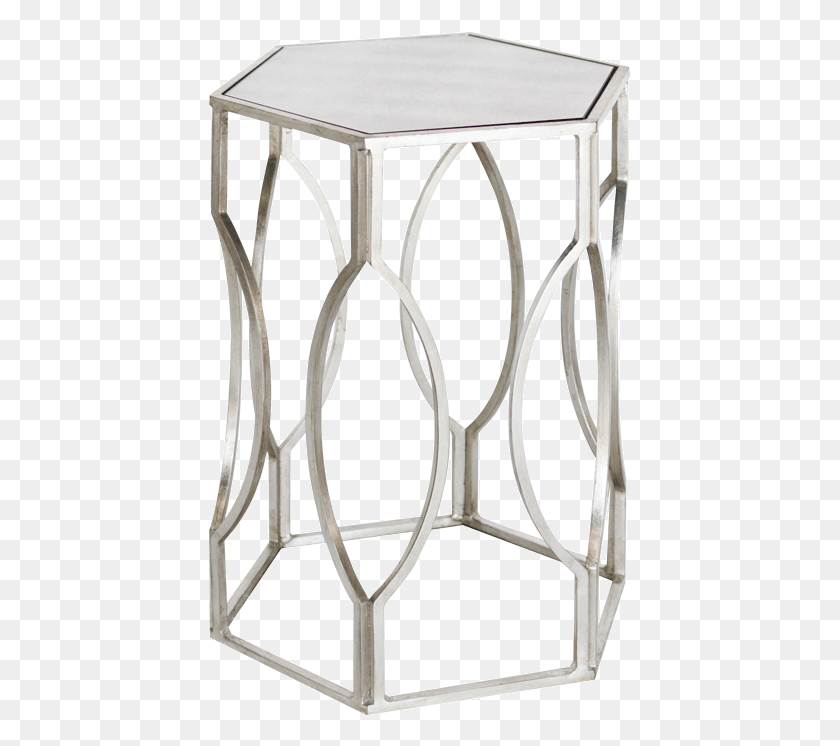 423x686 Elegant Silver Side Table With Morroco S Iron Side Silver Side Table Mirrored, Fence, Chair, Furniture HD PNG Download