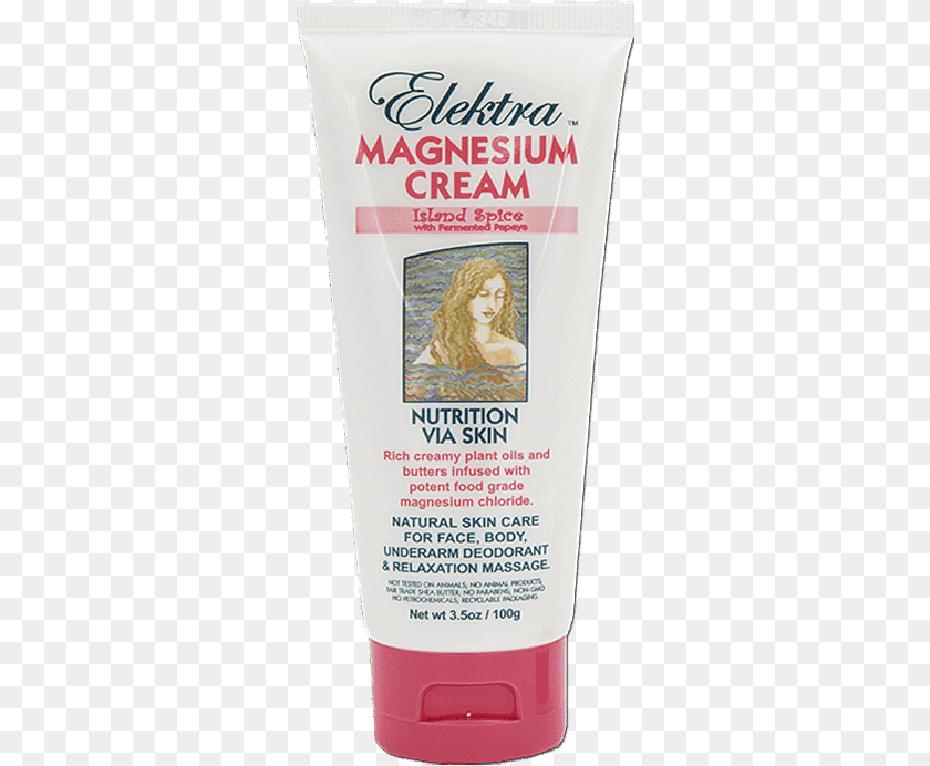 306x692 Elektra Magnesium Island Spice Cream 100g Tube Sunscreen, Bottle, Lotion, Person, Cosmetics Transparent PNG