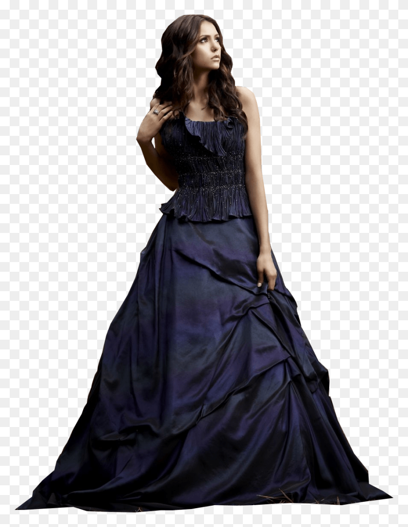 885x1165 Elena Gilbert Long Black Gothic Prom Dress, Clothing, Apparel, Female HD PNG Download