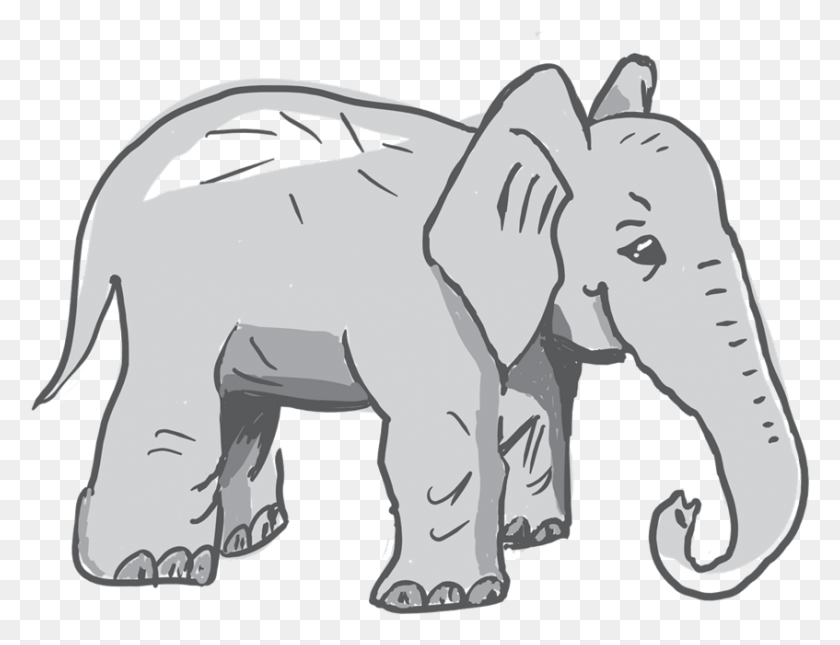 847x636 Elephant Agile Animal Sketch Requirements Story Animal Sketch, Wildlife, Mammal HD PNG Download