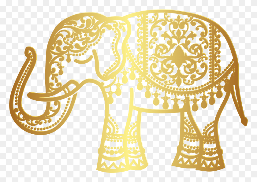 7925x5444 Elefante, Logotipo De Oro, Encaje, Texto, Accesorios Hd Png