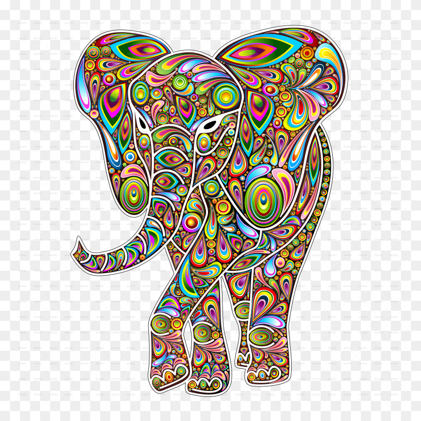 5000x5000 Слон Психоделический Дизайн От Bluedarkat Graphicriver Поп-Арт Животные Слон Hd Png Скачать