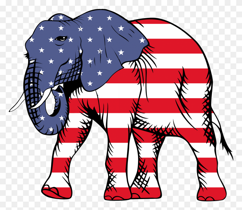 2140x1837 Слон Сша Американский Флаг 964294 Голосовать За Республиканца, Дикая Природа, Млекопитающее, Животное Hd Png Скачать