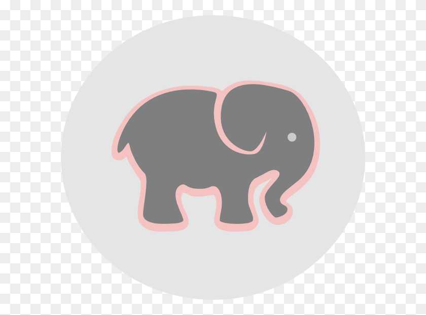 600x562 Слон С Розовым В Круге, Млекопитающее, Животное, Дикая Природа Hd Png Скачать