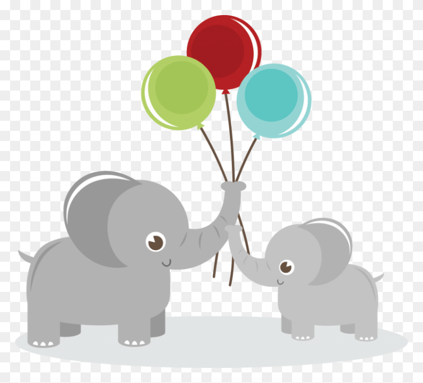 800x719 Elephants Svg Cute Baby Elephant With Balloon Clipart, Ball HD PNG Download