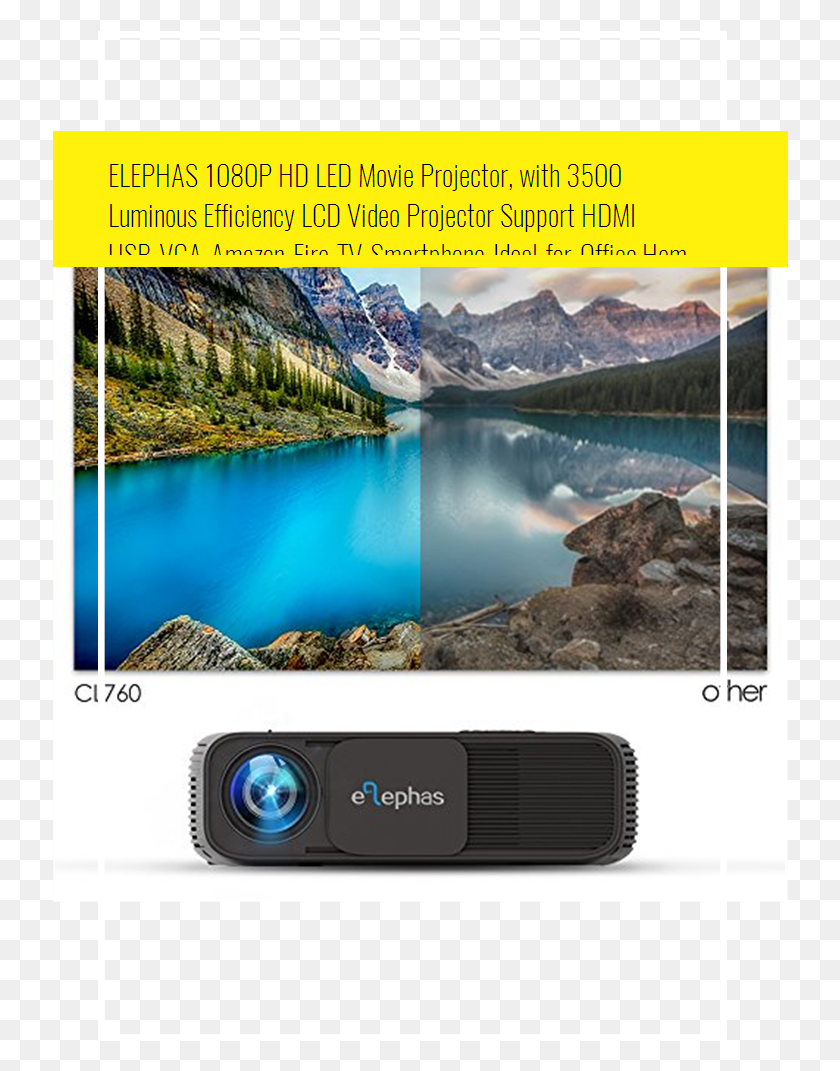 736x1011 Elephas 1080p Led Movie Projector With 3500 Luminous Samsung Hospitality Tv, Projector, Poster, Advertisement HD PNG Download