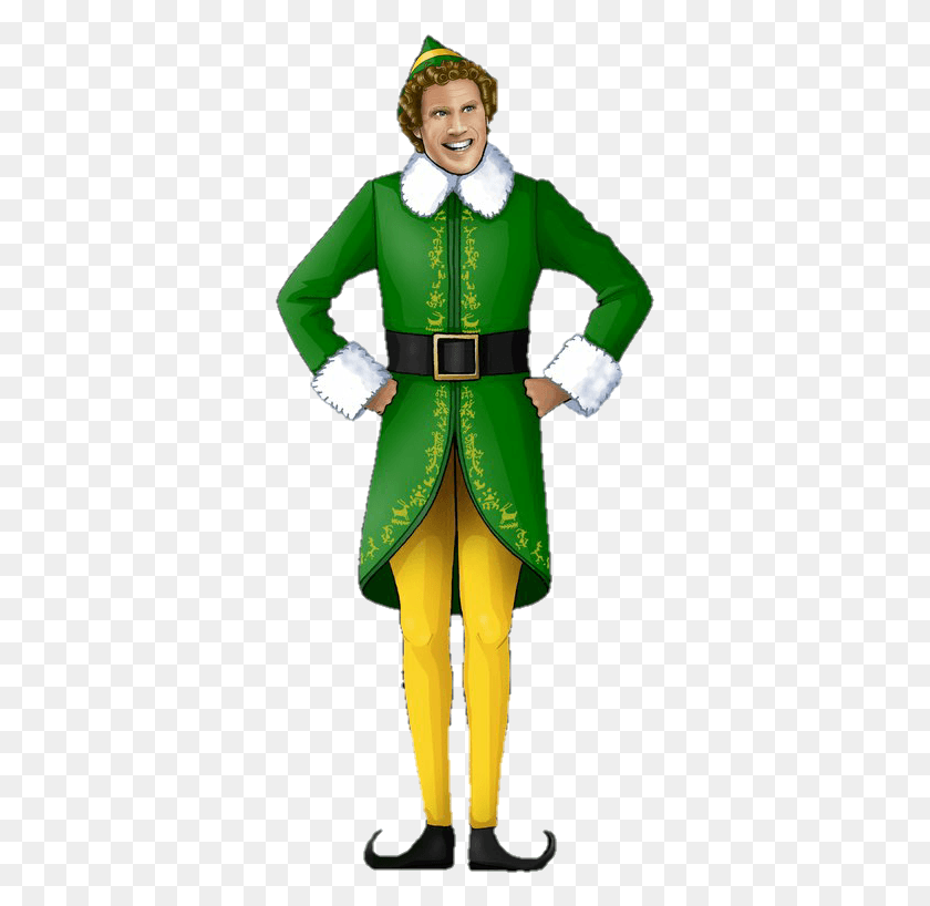 343x758 Elf Willferrell Buddy The Elf, Costume, Green, Sleeve HD PNG Download