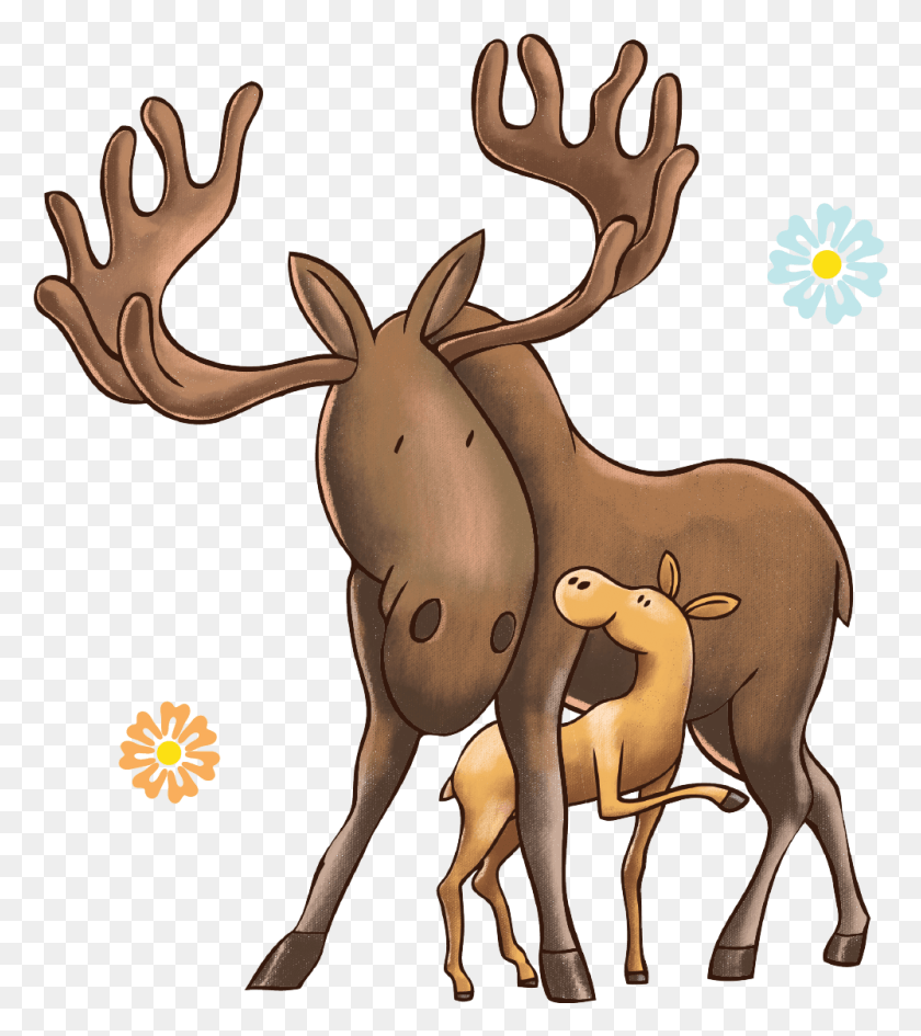 999x1134 Elk Clipart Mother Deer, Moose, Wildlife, Mammal HD PNG Download