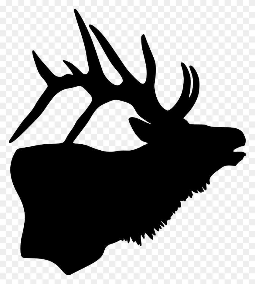 936x1050 Elk Head File Size Bull Elk Head Silhouette, Gray, World Of Warcraft HD PNG Download