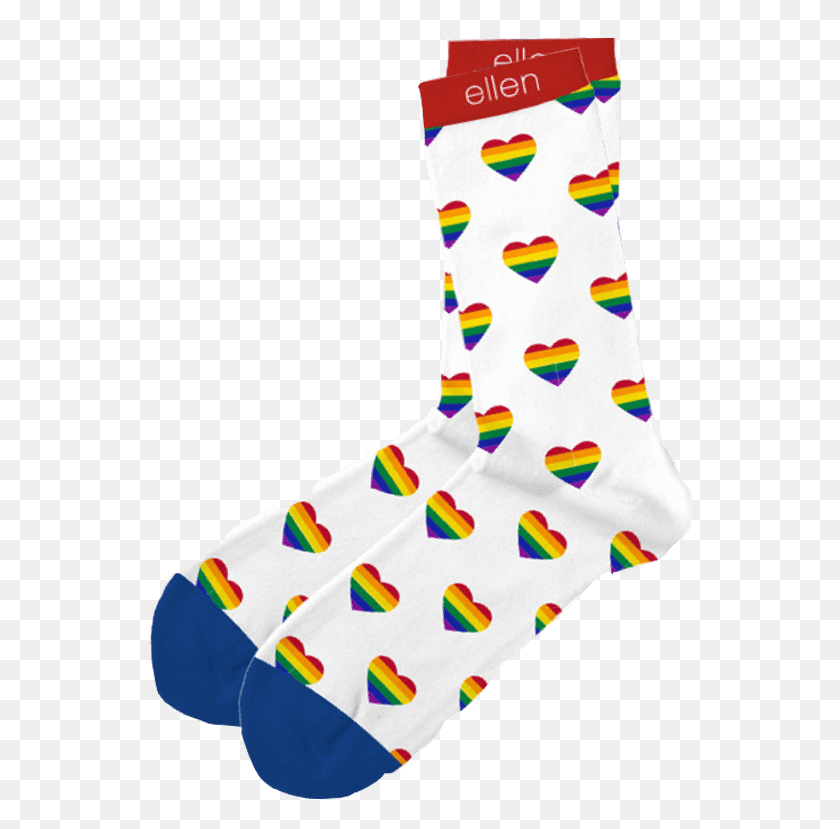 546x769 Ellen Degeneres Show Rainbow Heart Socks Free Library Sock, Clothing, Apparel, Footwear HD PNG Download