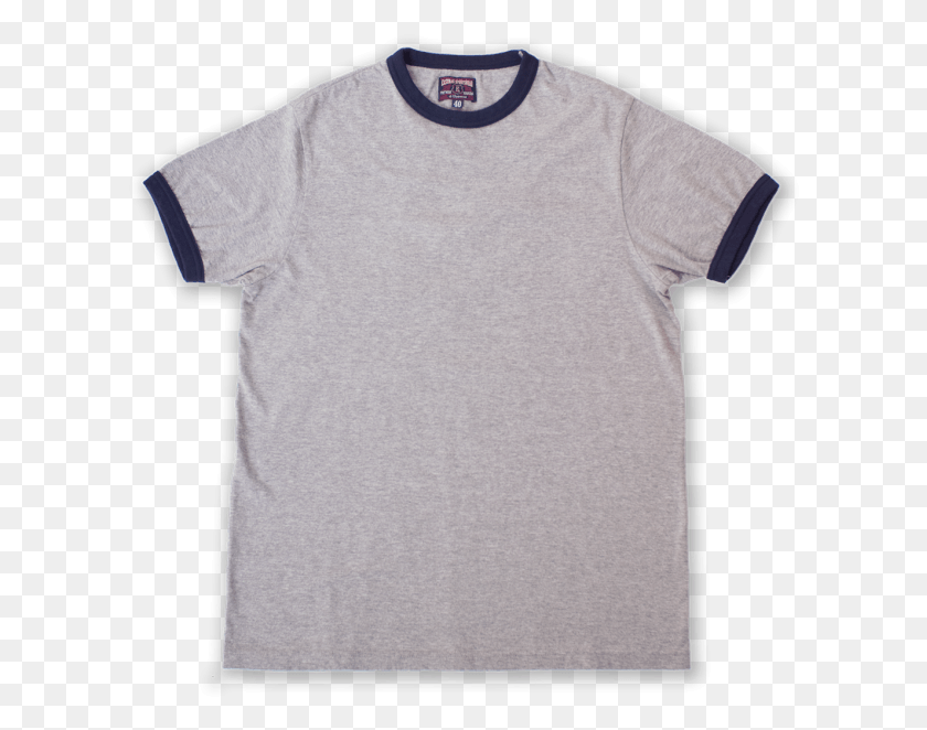 608x602 Elmc Vintage Style Ringer Tee Shirt Graynavy Vintage T Shirt Plain, Clothing, Apparel, T-shirt HD PNG Download