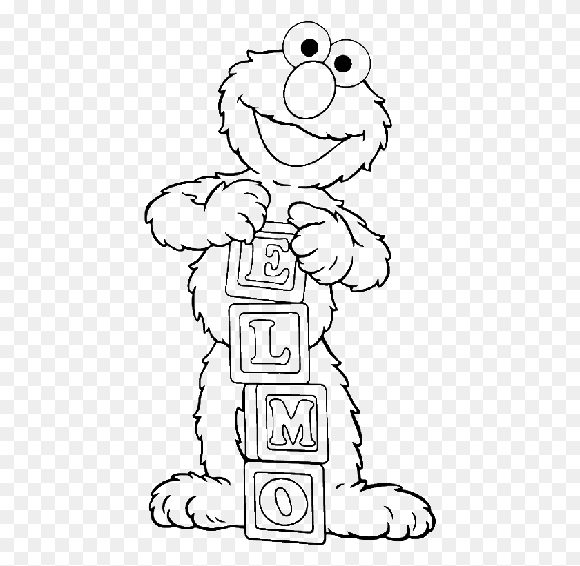 424x761 Elmo Is Showing Off His Name Coloring, Robot, Stencil HD PNG Download