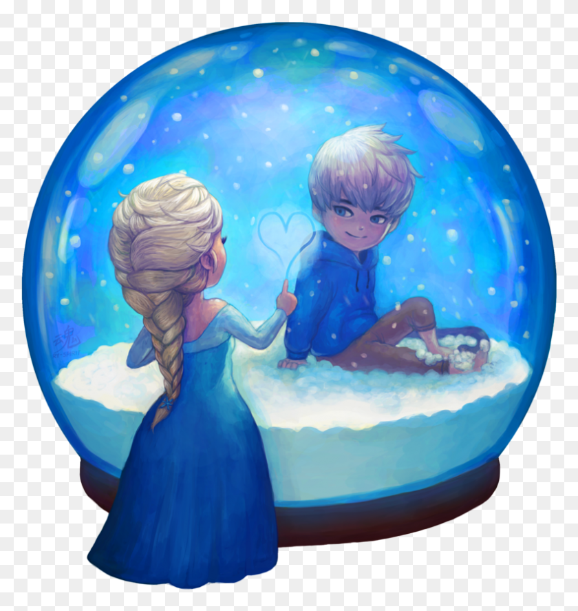 789x837 Elsa And Jack Frost Separated By The Snow Globe, Person, Human, Nature HD PNG Download