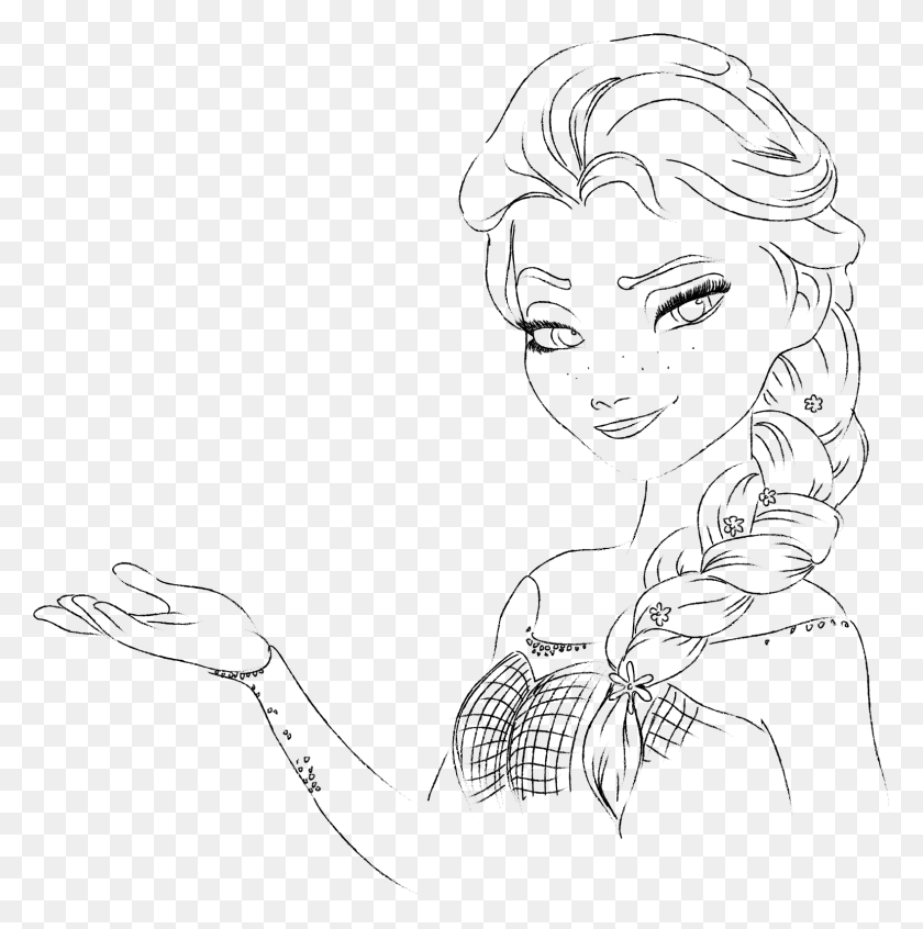 1580x1594 Elsa Disney Princess Babies Clipart Black And White, Gray, World Of Warcraft HD PNG Download