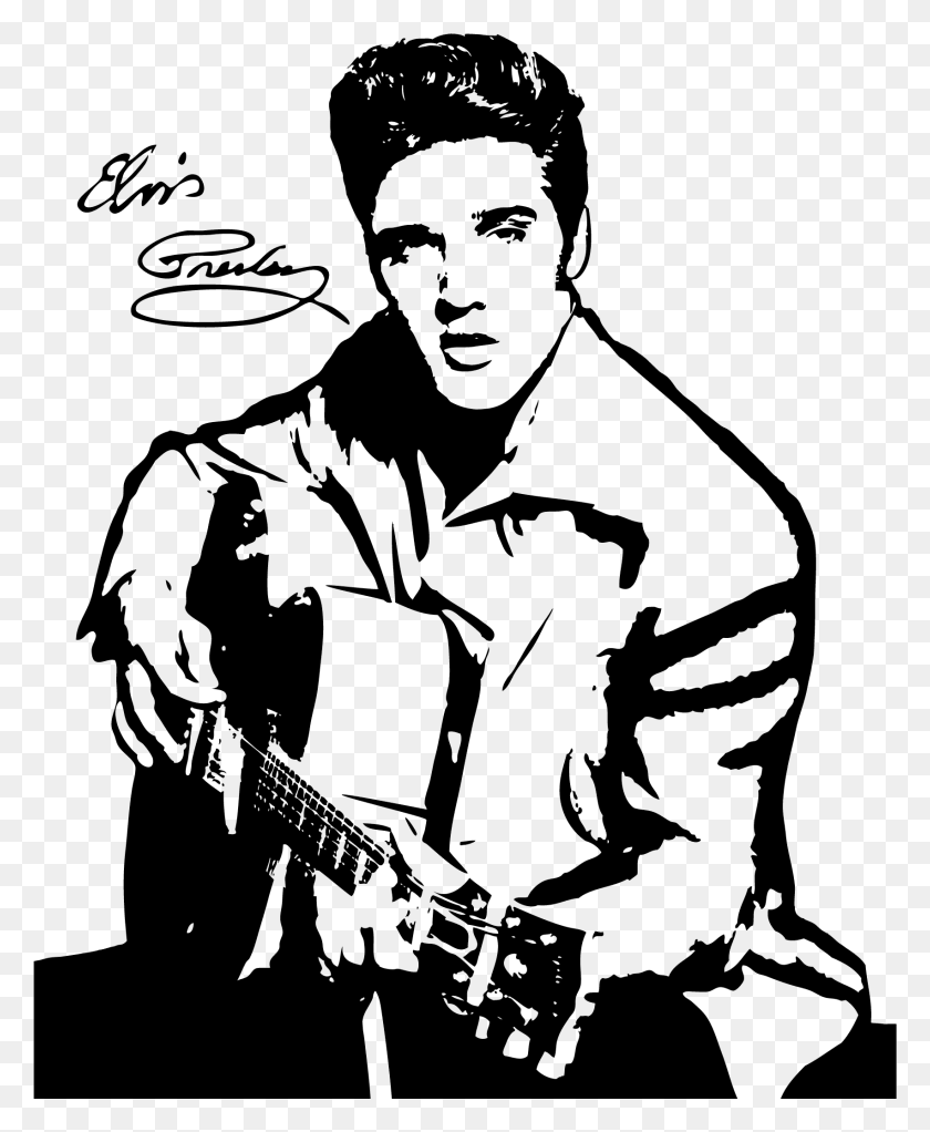 1703x2102 Elvis Presley Dibujo De Silueta Blanco Y Negro Clip De Contorno Dibujo De Elvis Presley, Persona, Humano, Rostro Hd Png