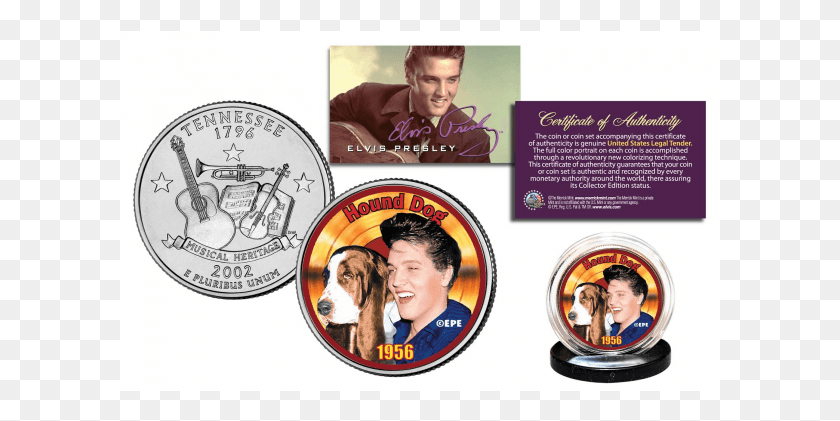 601x361 Elvis Presley Hound Dog Colorized 2002 Tennessee Merrick Mint, Persona, Humano, Flyer Hd Png