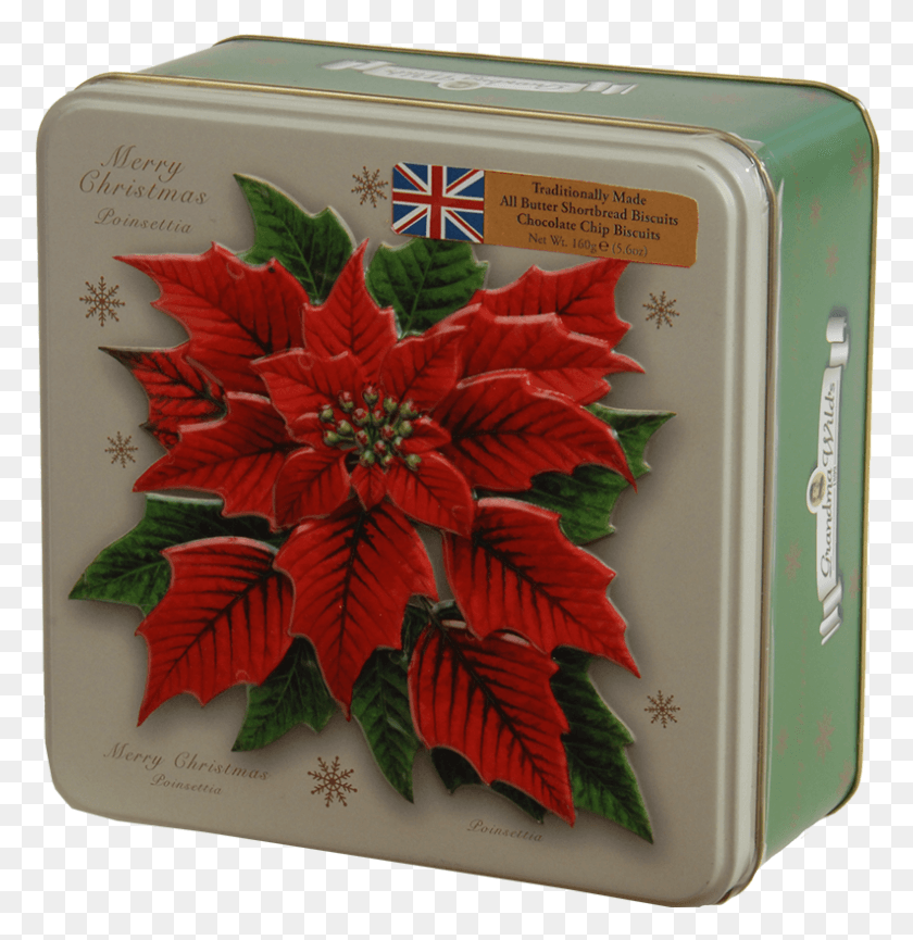 793x819 Коробка Для Рождественского Пудинга С Тиснением Poinsettia Tin Grandma Wilds, Цветочный Дизайн, Узор Hd Png Скачать
