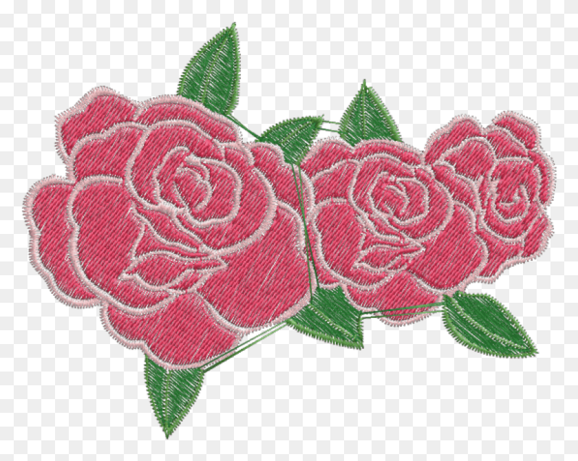 797x624 Embroidered Pink Roses, Embroidery, Pattern, Stitch HD PNG Download