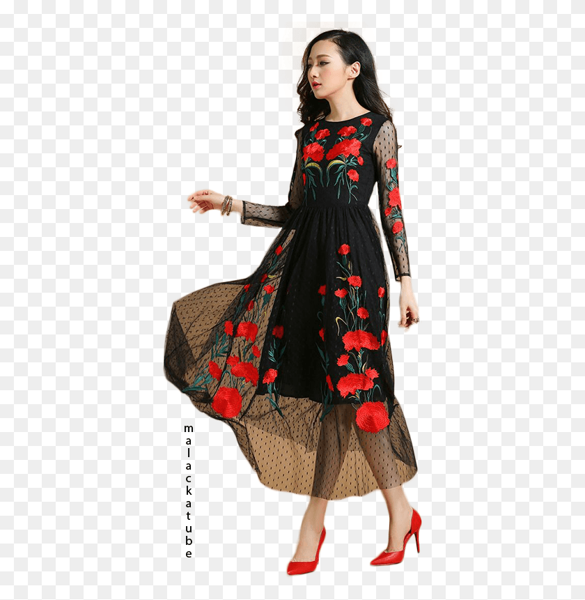 375x801 Embroidered Poppy Dress, Clothing, Sleeve, Female HD PNG Download
