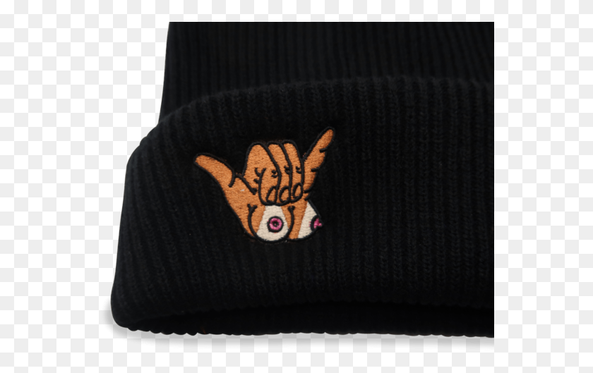 560x469 Embroidered Titty Shaka Cuffed Knit Beanie Cartoon, Clothing, Apparel, Tattoo HD PNG Download