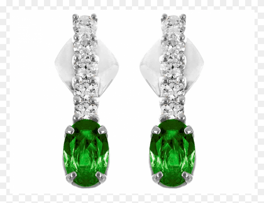801x601 Emerald And Diamond Earrings In 14K White Gold, Jewelry, Accessories, Accessory Descargar Hd Png