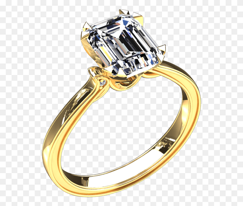 553x654 Emerald Cut Forever One Moissanite Solitaire 14k Gold Emerald, Ring, Jewelry, Accessories HD PNG Download
