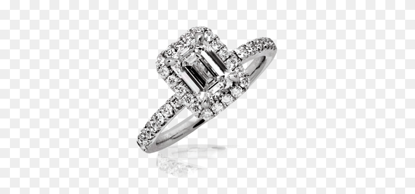 329x333 Emerald Cut Halo Ladies Diamond Ring Engagement Ring, Diamond, Gemstone, Jewelry Descargar Hd Png