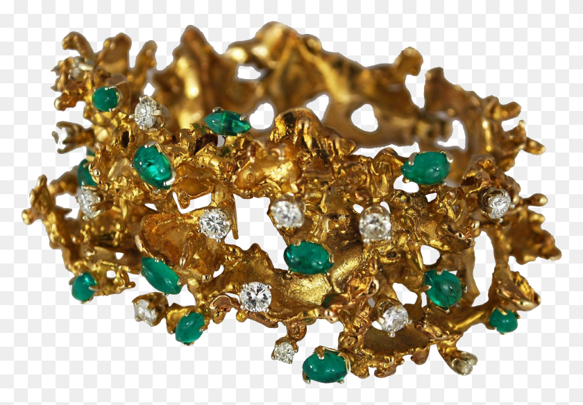 1846x1241 Emerald Diamond 14K Gold Freeform Bracelet Vintage Emerald, Accessories, Accessory, Jewelry Descargar Hd Png