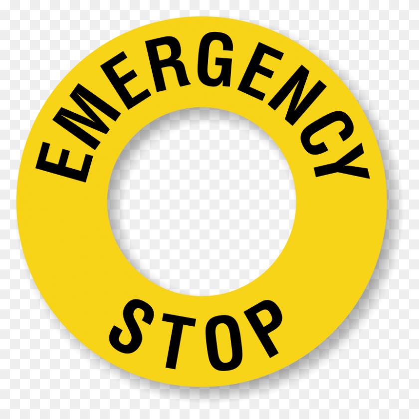 800x800 Parada De Emergencia Anillo Etiqueta Etiquetas Paro De Emergencia, Texto, Logotipo, Símbolo Hd Png