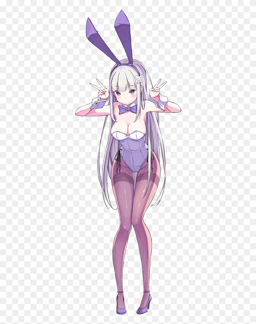 351x1006 Descargar Png Emilia Dibujado Por Sando Dukedevil Sexy Anime Bunny Girl, Comics, Libro, Manga Hd Png