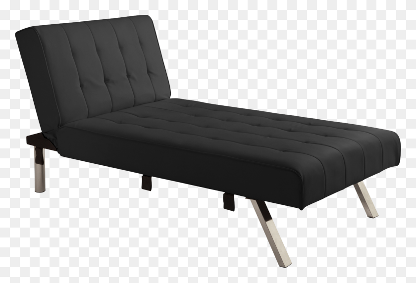 2000x1314 Emily Convertible With Chaise Dhp Emily Chaise Lounger Black, Furniture, Chair, Ottoman HD PNG Download