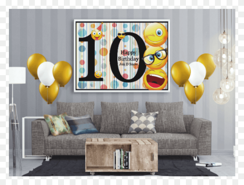 1001x745 Emoji Birthday Banner Emoji Birthday Theme Персонализированный День Рождения, Диван, Мебель, Воздушный Шар Hd Png Скачать