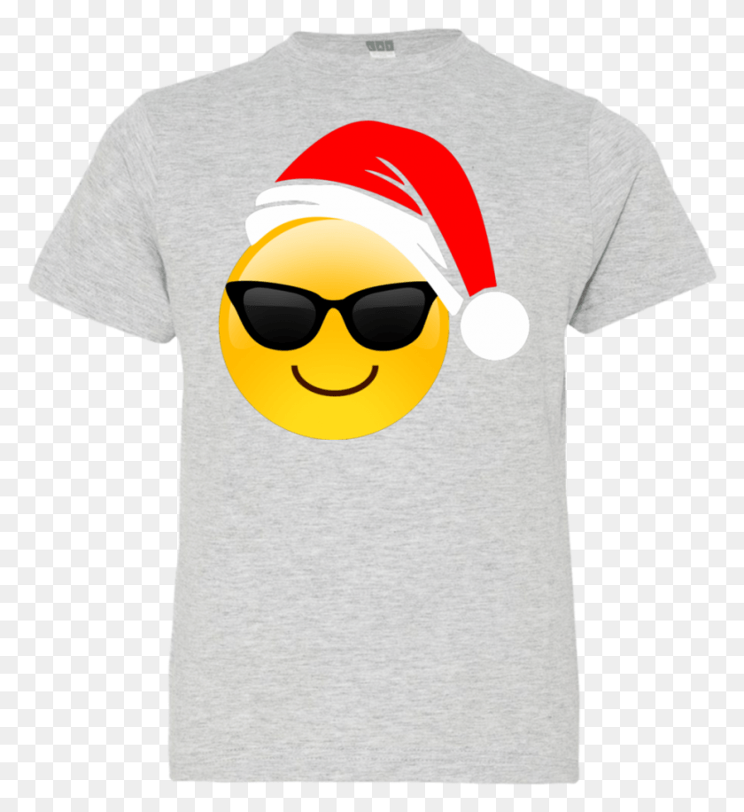 923x1014 Emoji Christmas Shirt Cool Sunglasses Santa Hat Family, Clothing, Apparel, Accessories HD PNG Download