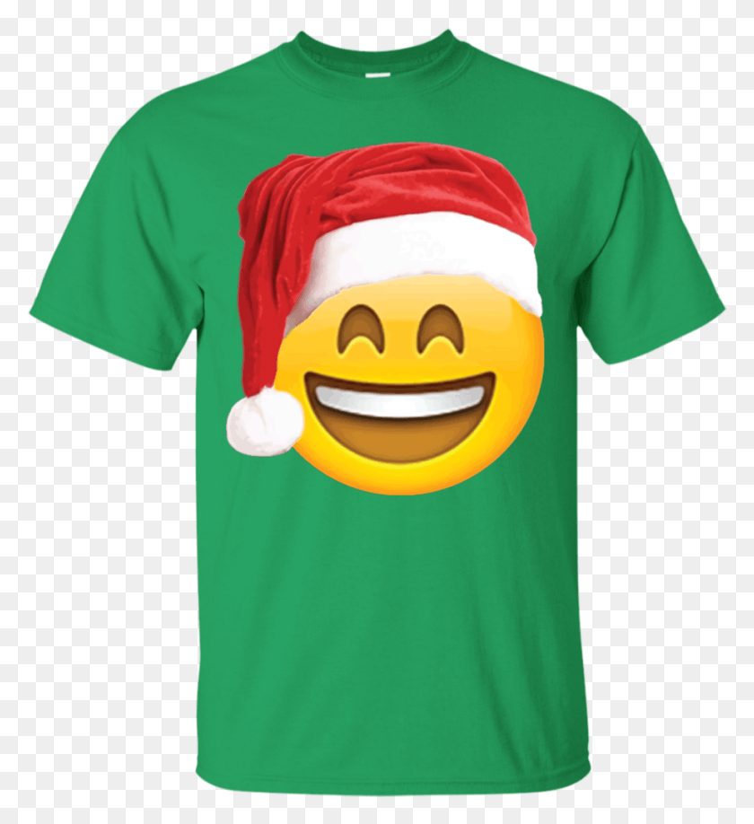 921x1014 Emoji Christmas Shirt Smiley Face Santa Hat Family 40th Birthday T Shirt Slogans, Clothing, Apparel, T-shirt HD PNG Download