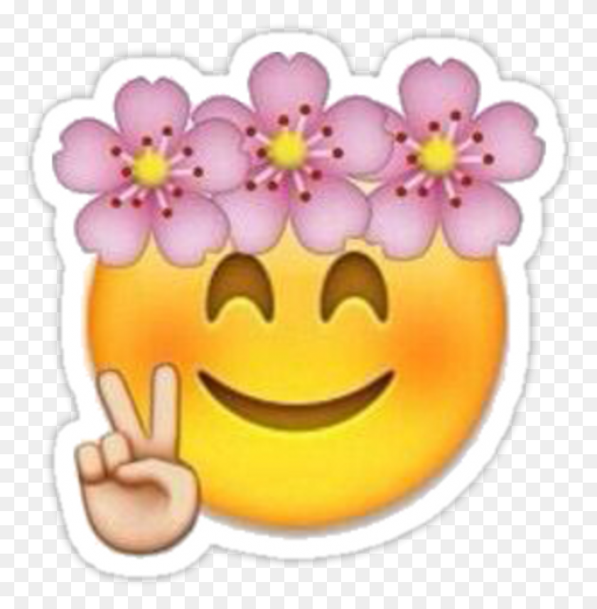 846x866 Emoji Corona Diadema Cute Emotions Emoticon Emoji With Flowers, Sweets, Food, Confectionery HD PNG Download
