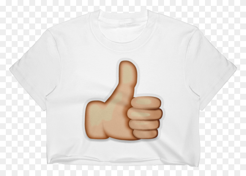 909x630 Descargar Png Emoji Crop Top T Shirt Google Thumbs Up Emoji, Ropa, Vestimenta, Dedo Hd Png