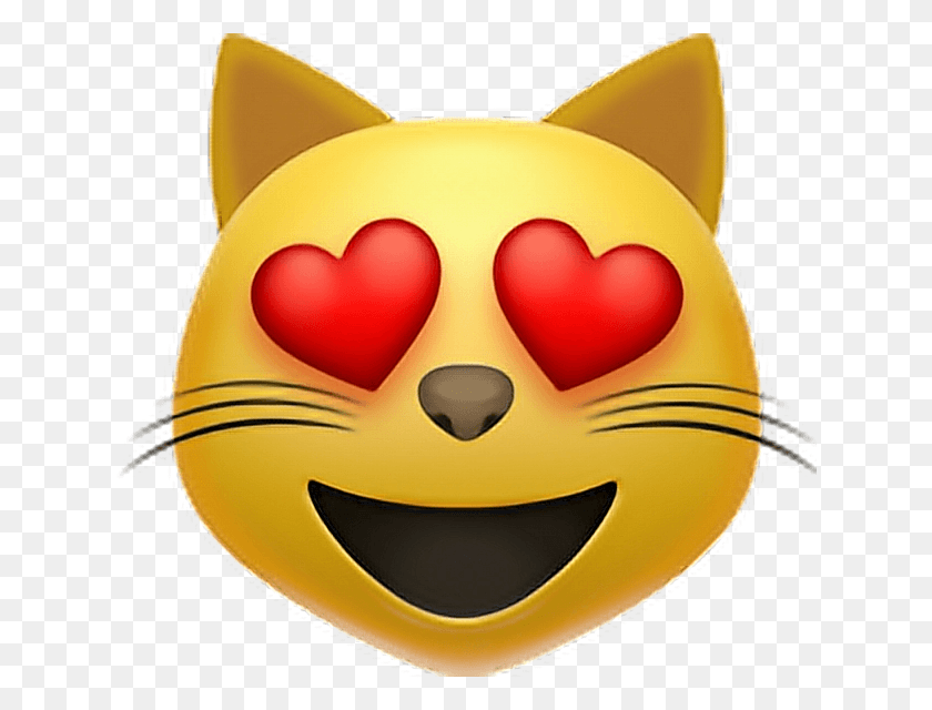 632x580 Emoji Emojisticker Angel Cat С Сердечными Глазами Emoji, Мяч, Игрушка, Текст Hd Png Скачать