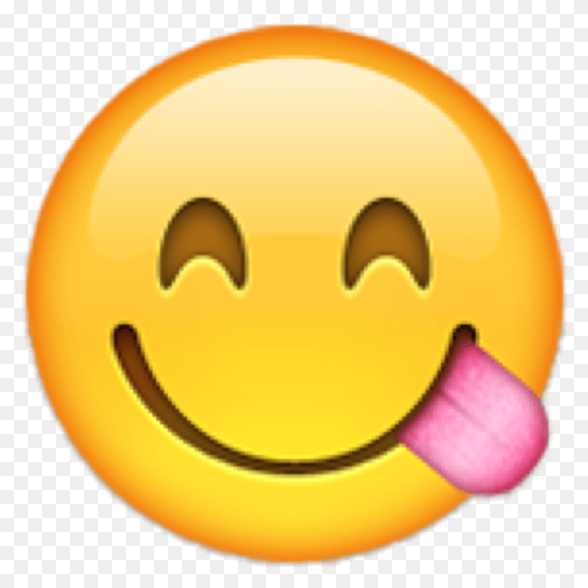 958x959 Descargar Png Emoji Emoticon Sonriente Beso Lamiendo Los Labios Emoji, Dulces, Comida, Confitería Hd Png