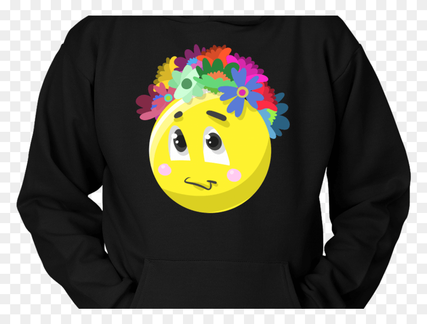 1153x856 Emoji Flower Cute Face Emojis Flowery Crown Hoodie Emoji, Clothing, Apparel, Sleeve HD PNG Download