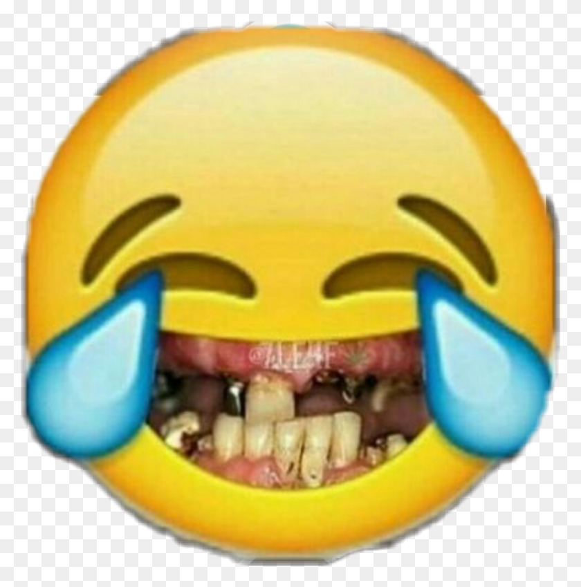 979x991 Emoji Funny Sad Omg Happy Smile Laughing Emoji With Bad Teeth, Mouth, Lip, Jaw HD PNG Download