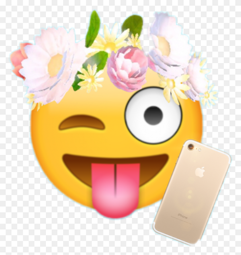 1155x1228 Emoji Iphone Flowercrown Sticker Lice Iphone Crown Snapchat Flower Crown Transparent, Birthday Cake, Cake, Dessert HD PNG Download
