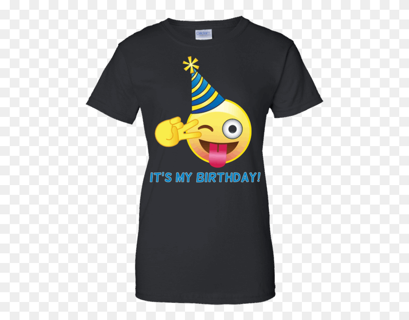 491x597 Emoji It39s My Birthday Peace Sign With Party Hat T Shirt Bully Mom Shirt, Clothing, Apparel, T-shirt HD PNG Download