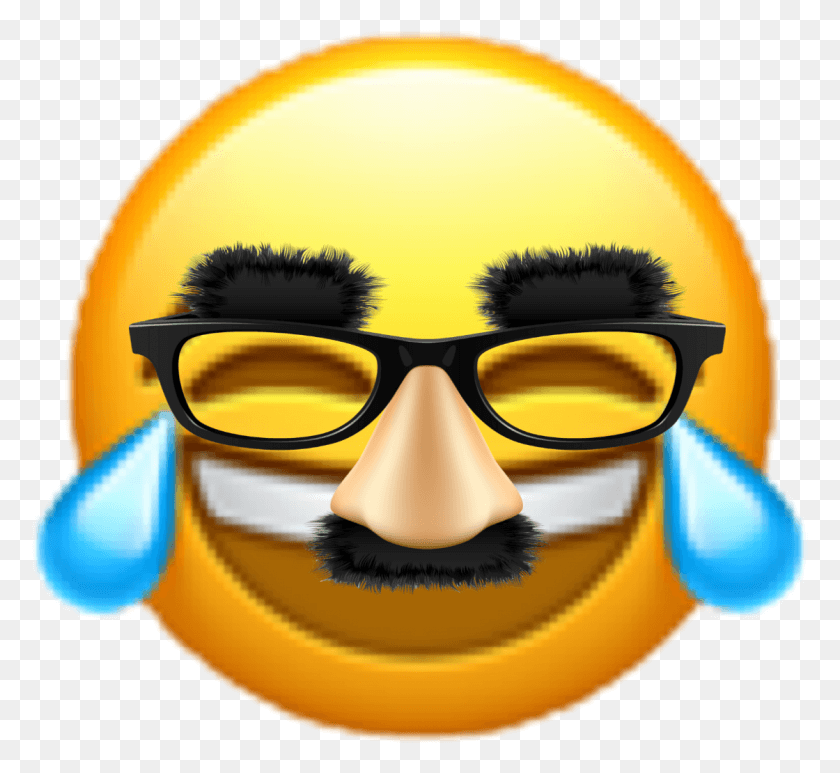 1120x1024 Emoji Laughing Glasses Tears Mustash Eyebro Emoji Funny Laughing, Head, Face, Accessories HD PNG Download